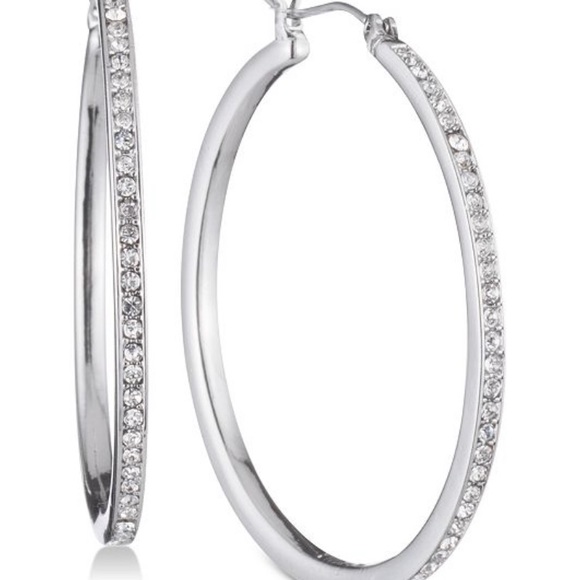Dkny Jewelry - 3/$25 DKNY Silver Tone Pavé Skinny Hoop earrings